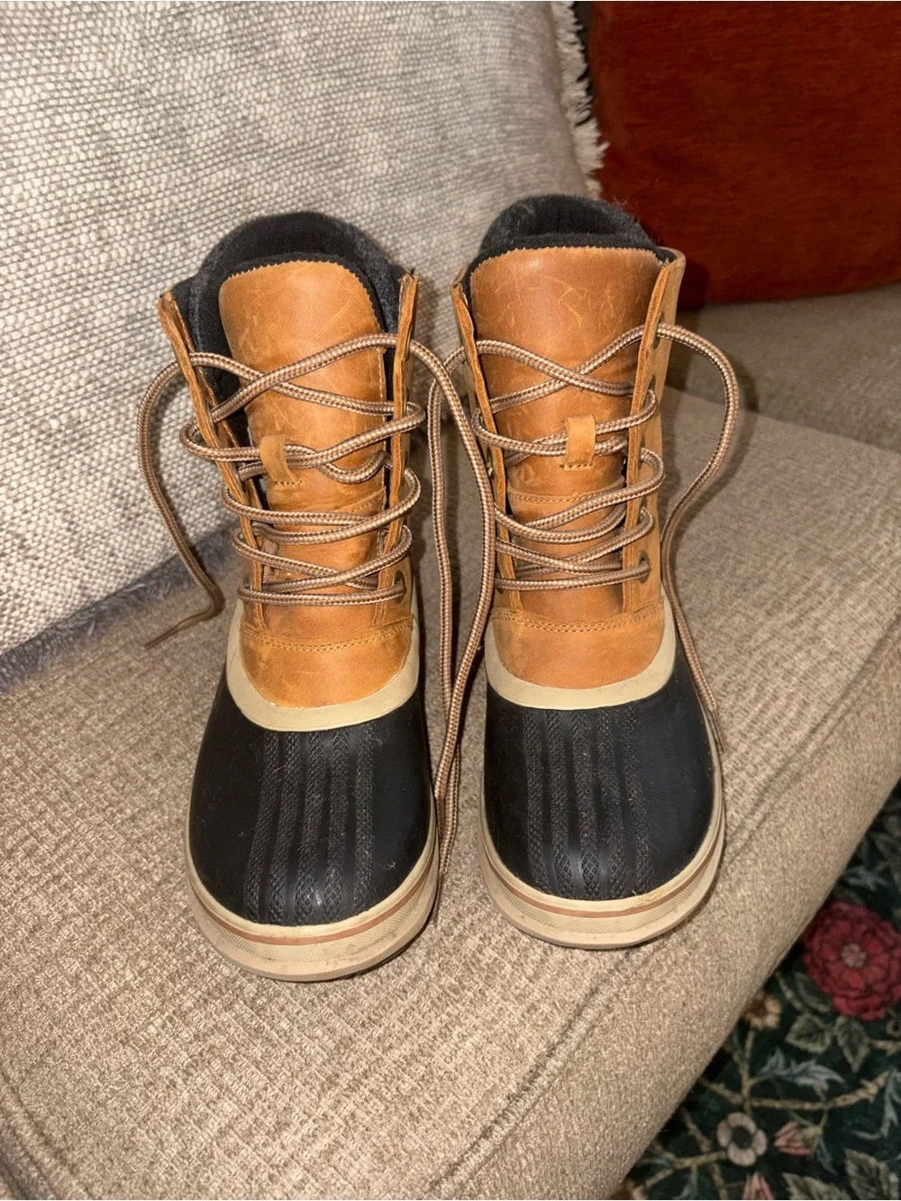 Women's Sorel Tan and Black Waterproof Winter Boots